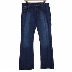 CALVIN KLEIN Jeans Bootcut Men Flat Slub Dark Wash Denim 34 x 30 Short Inseam